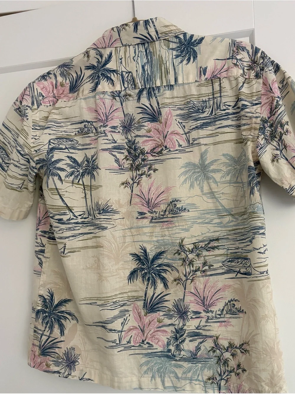 GAP Boy’s Cream Tropical Print Short-Sleeve Shirt